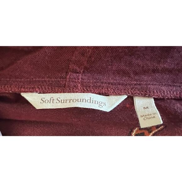 Soft Surroundings Shawl Wrap Scarf Poncho Cape Fringe Southwest Burgundy M - Picture 5 of 5
